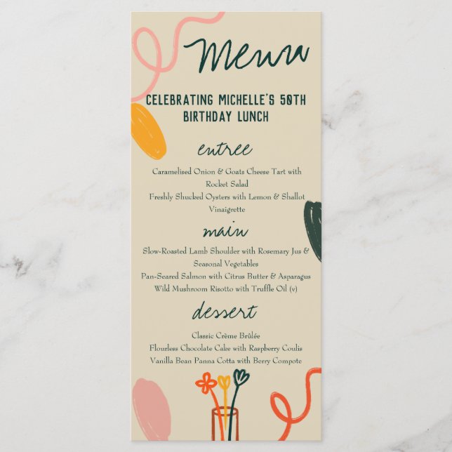 Weinkellerei Mittagessen Geburtstag Menükarte (Vorderseite)