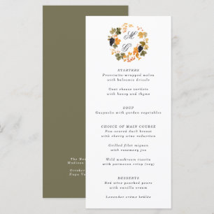 Weinkellerei Mongram Fall Weinberg Hochzeit Menükarte