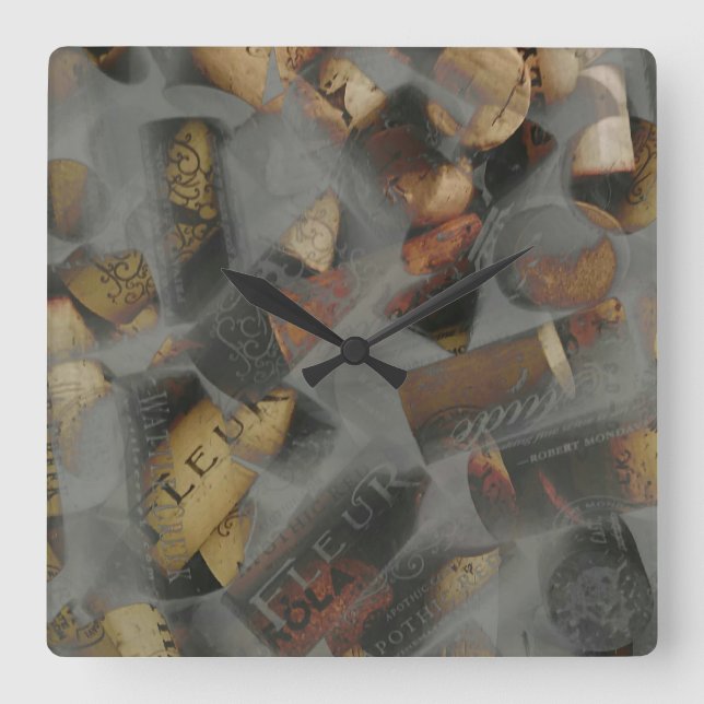 Weinkork Quadratische Wanduhr (Vorderseite)