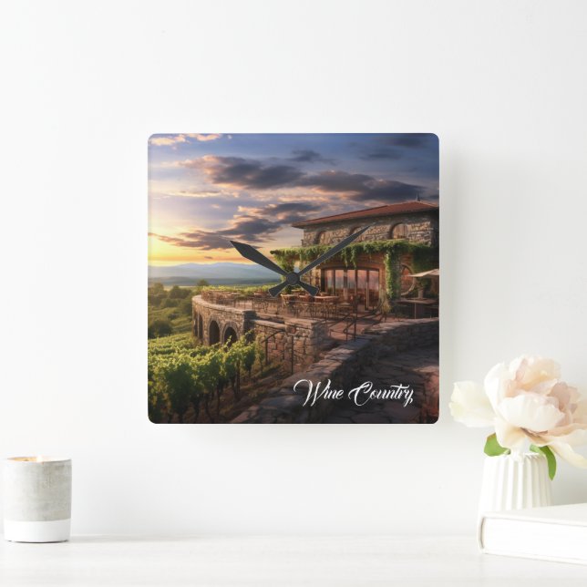 Weinland Quadratische Wanduhr (Zuhause)