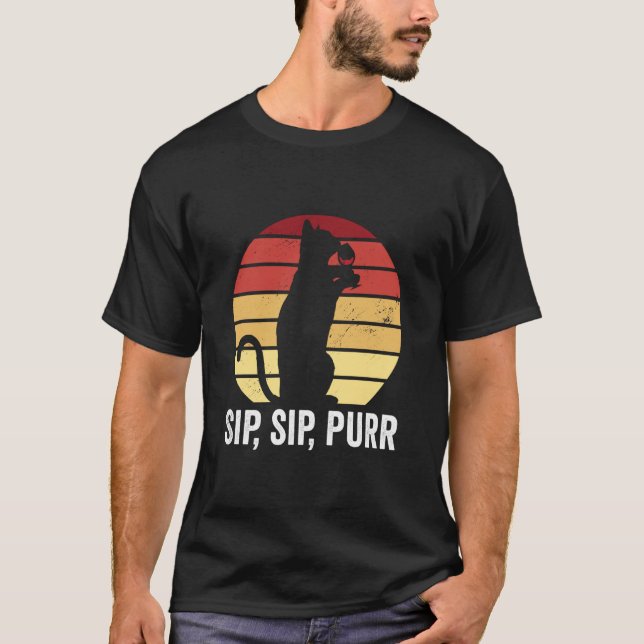 Weinliebhaber-Katze T-Shirt (Vorderseite)