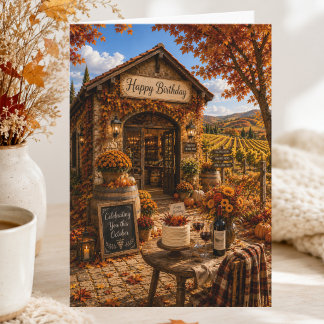 Weinliebhaber Oktober Herbst Geburtstag Karte