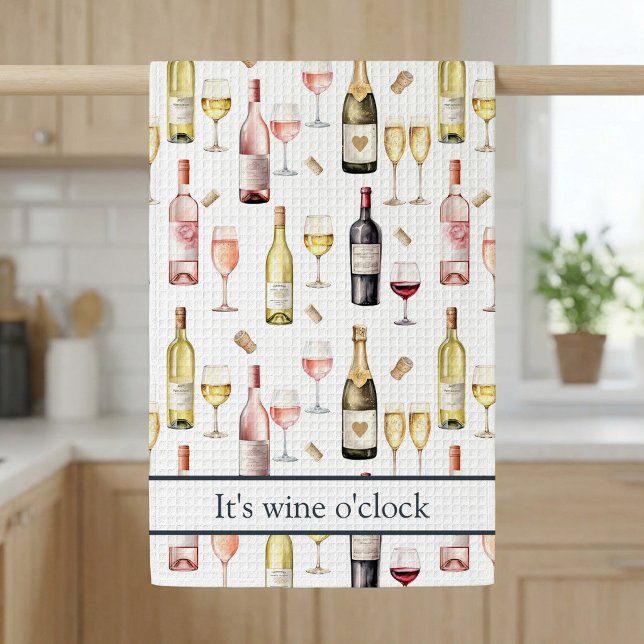 Weinliebhaber Wein-Stunde  Geschirrtuch (Wine Lover Kitchen Towel)
