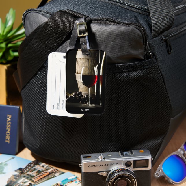 Weinlover-Monogramm Gepäckanhänger (Vorderseite & Rückseite)