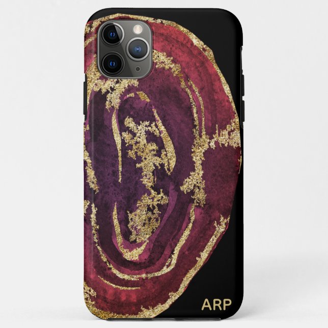 *~* Weinmaroon Burgund Gold Glitzer Case-Mate iPhone Hülle (Rückseite)