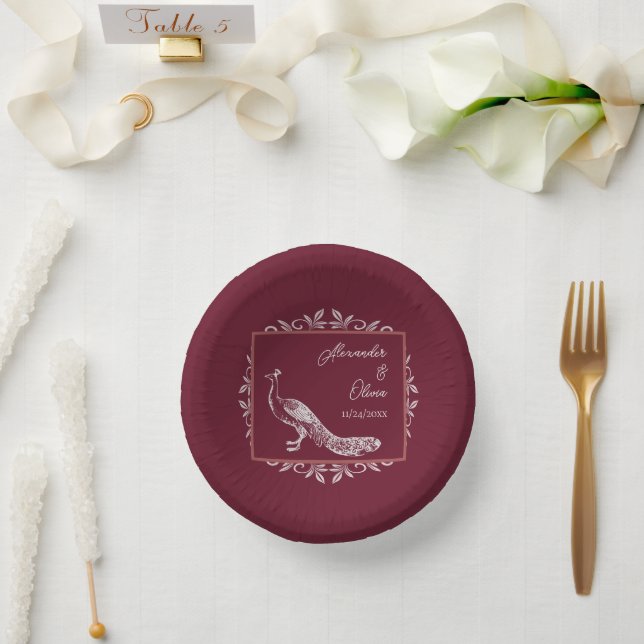 Weinpfau Blühe Polterabend Papierschalen Pappteller (Hochzeit)