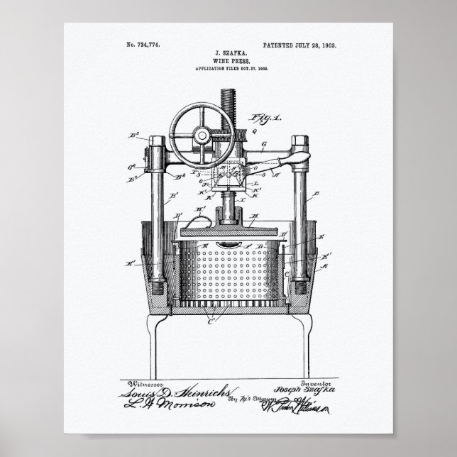 Weinpresse 1903 Weißbuch zum Thema "Patent Art" Poster (Vorne)