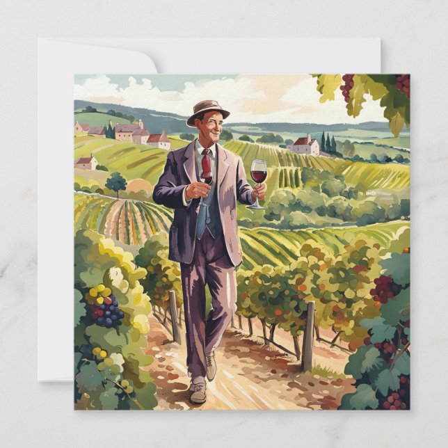 Weinprobe in Burgund Feiertagskarte (Vorderseite)