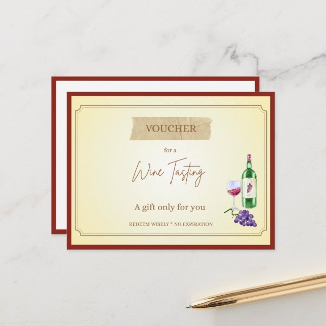 'Weinprobe' Lustiger Geschenkgutschein Postkarte (Vorderseite/Rückseite Beispiel)
