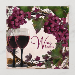 Weinprobe mit alten roten und grünen Trauben aus d Einladung