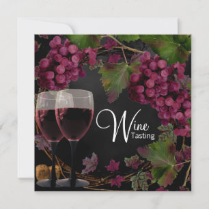 Weinprobe mit alten roten und grünen Trauben aus d Einladung