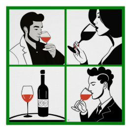 Weinquartett-Glossy-Poster Poster