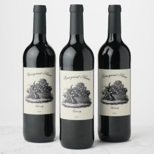 Weinrebe auf Ruinen Vintage 1833 Radierung Vorlage Weinetikett