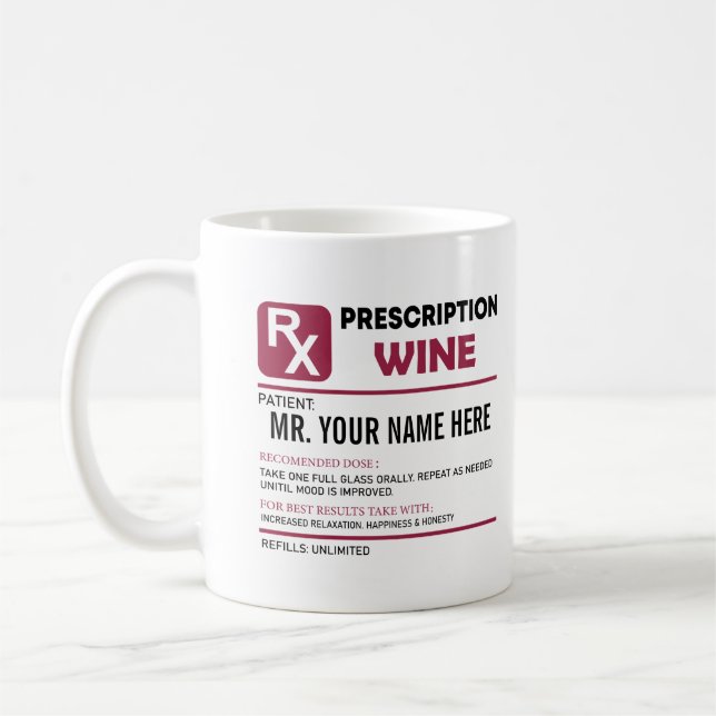 Weinrebe, Personalisierter Name Wein Kaffeetasse (Links)