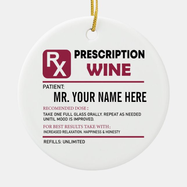 Weinrebe, Personalisierter Name Wein Keramik Ornament (Vorne)