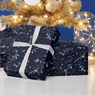 Weinreben Grüne Stars Polka Dots Blue Christmas Geschenkpapier