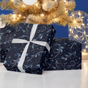 Weinreben Grüne Stars Polka Dots Blue Christmas Geschenkpapier