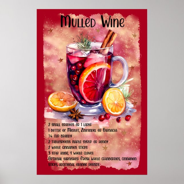 Weinrezept Weihnachtsgebäck Bar Poster (Vorne)