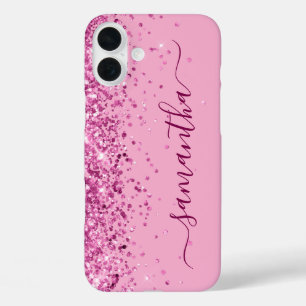 Weinrosa Glitter Girly-Signatur iPhone 16 Plus Hülle