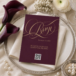 Weinrot Gold Elegante Romantische Hochzeit RSVP Karte
