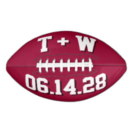 WEINROT UND WEIß Hochzeitsinitialen und Datum Football