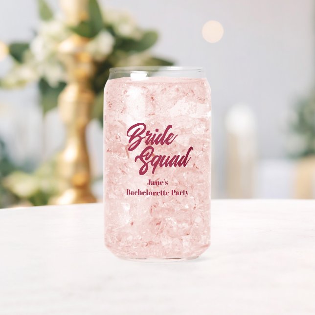 Weinrote Braut-Squad-Junggesellinnen-Abschiedspart Dosenglas (Insitu (Hochzeit))