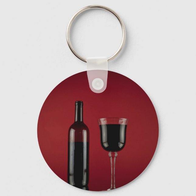 Weinrote Glasflasche Schlüsselanhänger (Vorderseite)