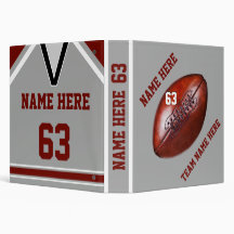 Weinrote und graue personalisierte Football-Binder