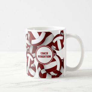 weinrote und weiße Volleyball-Mannschaftsfarben Tr Kaffeetasse
