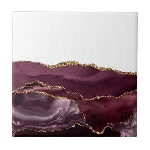 Weinroter Marmor Achat Goldener Glitter Stylisch G Fliese
