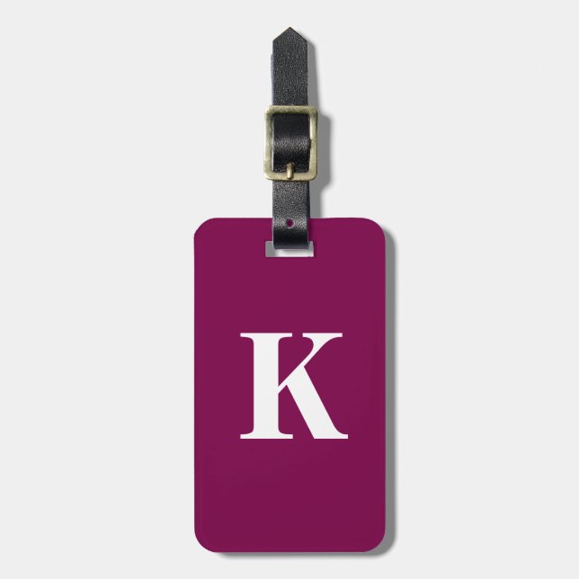 Weinroter Monogramm-Anfang Geschenk Party Favor Gepäckanhänger (Vorderseite vertikal)