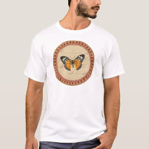 Weinroter Schmetterling Rund T-Shirt