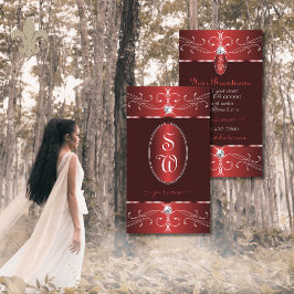 Weinrotes Burgund Verzierte Ornamente Visitenkarte