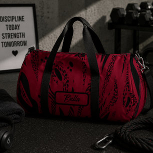 Weinrotes Zebrastreifenmuster Duffle Bag