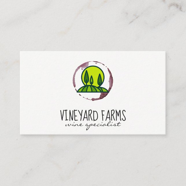 Weinstock (Weinglas) Weinberg Weinkeller und Weink Visitenkarte (Vorderseite)