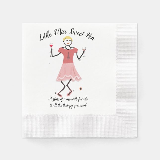 Weintherapie Kleine Miss Sweet Pea Cocktail Napkin Serviette (Vorderseite)