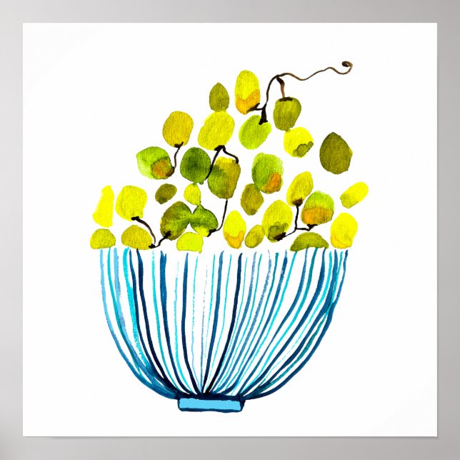 Weintrauben Aquarellfruchtdarstellung Poster (Vorne)