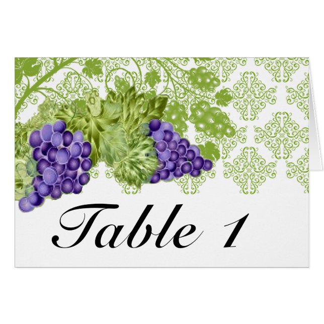 Weintrauben-Garten-Hochzeit-Tischnummer (Vorderseite (Horizontal))