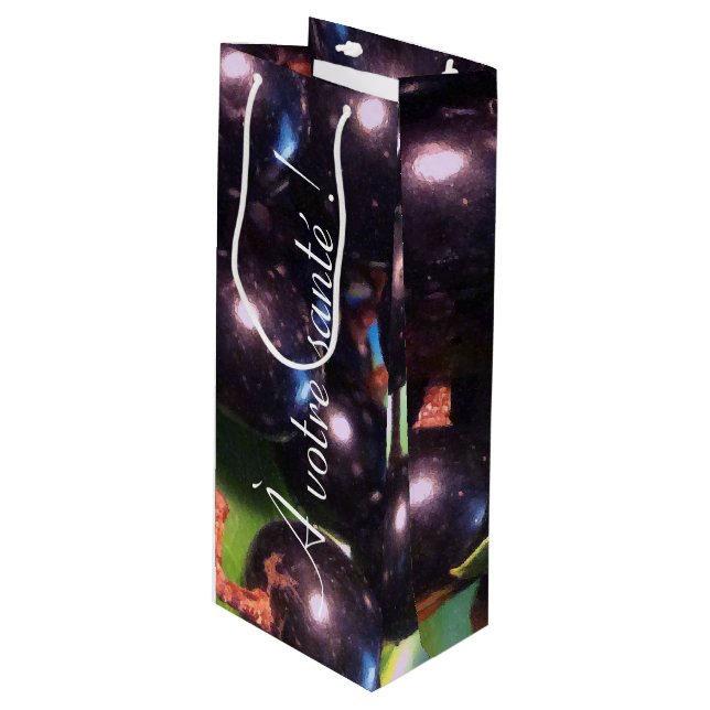 Weintrauben Geschenktüte Für Weinflaschen (Vorderseite Schrägansicht)