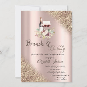 Weintrauben Glitzer Bokeh Brunch & Bubbly Einladung