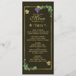 Weintrauben mit Gold Frame Wedding Menu Card Menükarte