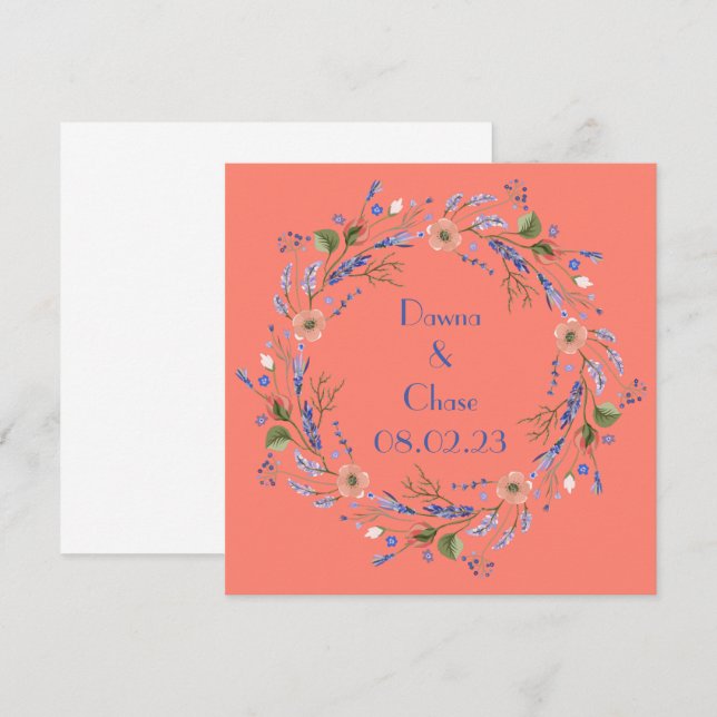 Weintrauben Personalisierte Blume Rosa Orange Einladung (Vorne/Hinten)