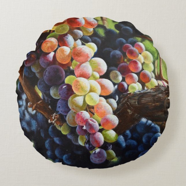 Weintrauben Rundes Kissen (Vorderseite)