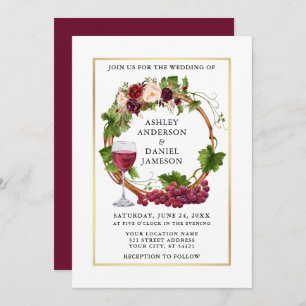 Weintrauben Weintrauben Blumenstrauß Hochzeit Gold Einladung