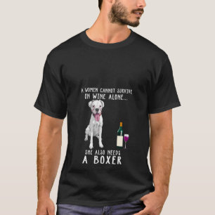 Weintrinken Und Weiße Boxer-Dame-Hundliebhaber-Tan T-Shirt