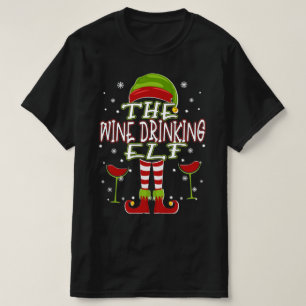 Weintrinkende Elf Familie Matching 2021 Weihnachte T-Shirt