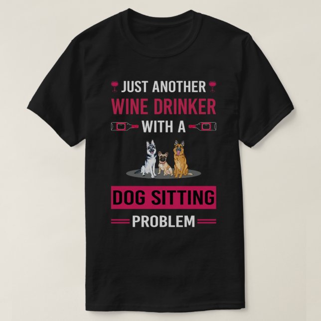 Weintrinker Hunde Sitzen T-Shirt (Design vorne)