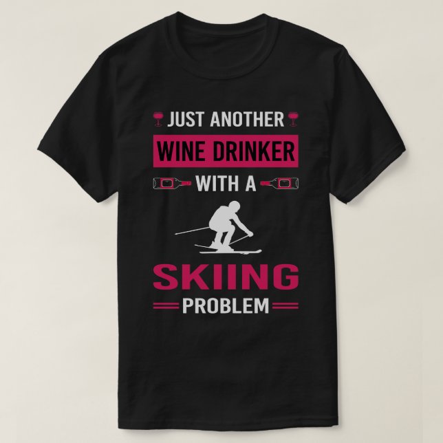 Weintrinker Skifahren Skifahren T-Shirt (Design vorne)