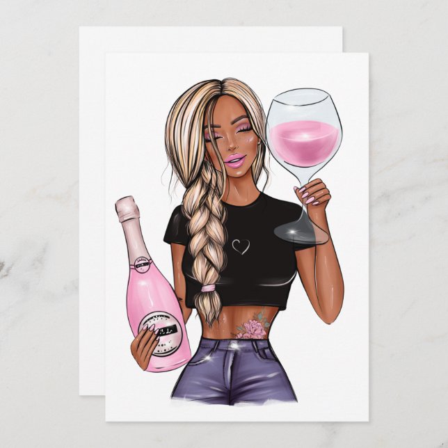 Weinverkostung Brautdusche Einladung (Vorne/Hinten)