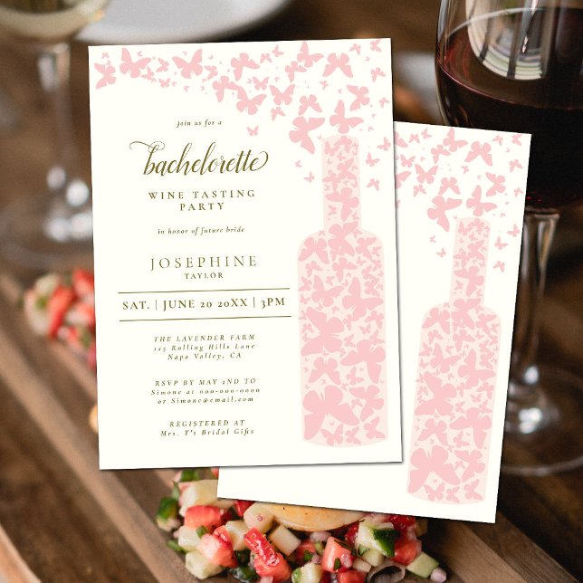 Weinverkostung Junggeselinnen-Abschied Schmetterli Einladung (Von Creator hochgeladen)